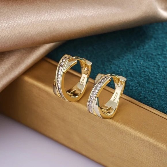 Jewelry - S925 Sterling Silver Earrings Inlaid Crystal Round Plating Earrings Engagement
